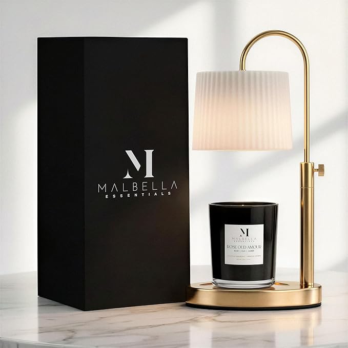 Dimmable Glass Candle Warmer Lamp with Timer - Adjustable Height Candle Lamp Warmer with Timer (8H/4H/2H) - Wax Melter - I...