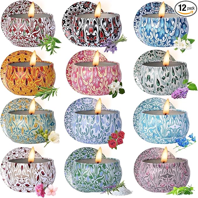 Alikiai Scented Candles for Women, Candles for Home Scented, 12 Pack Soy Wax Christmas Gifts Sets, Birthday Gifts for Wome...