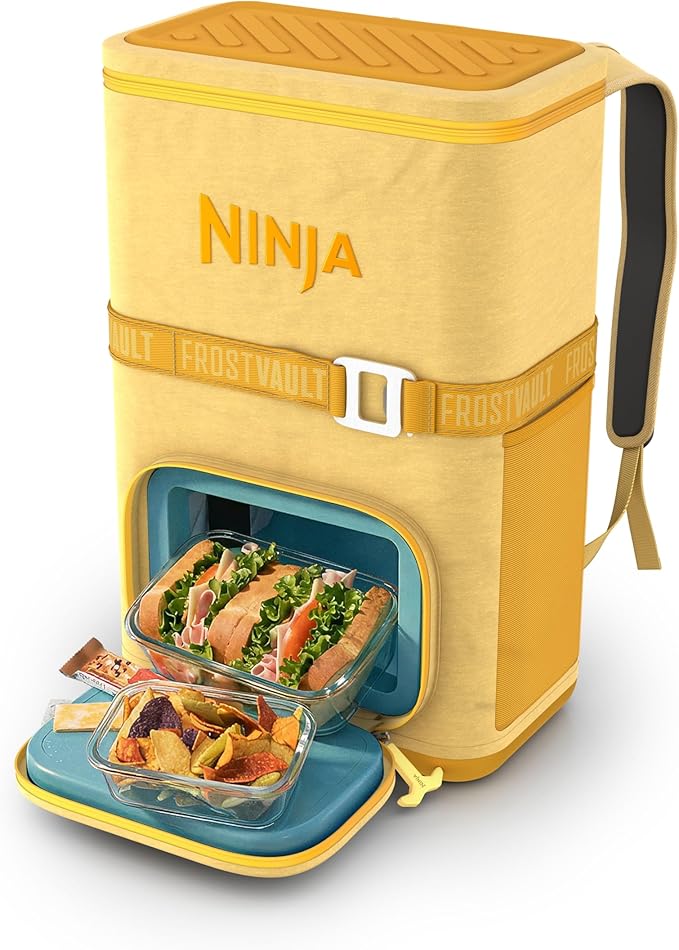 Ninja Backpack Cooler | FrostVault Go 24 Can Soft Cooler | Leakproof Zipper with Built in Can Opener, 2 Ice Packs & Dry St...