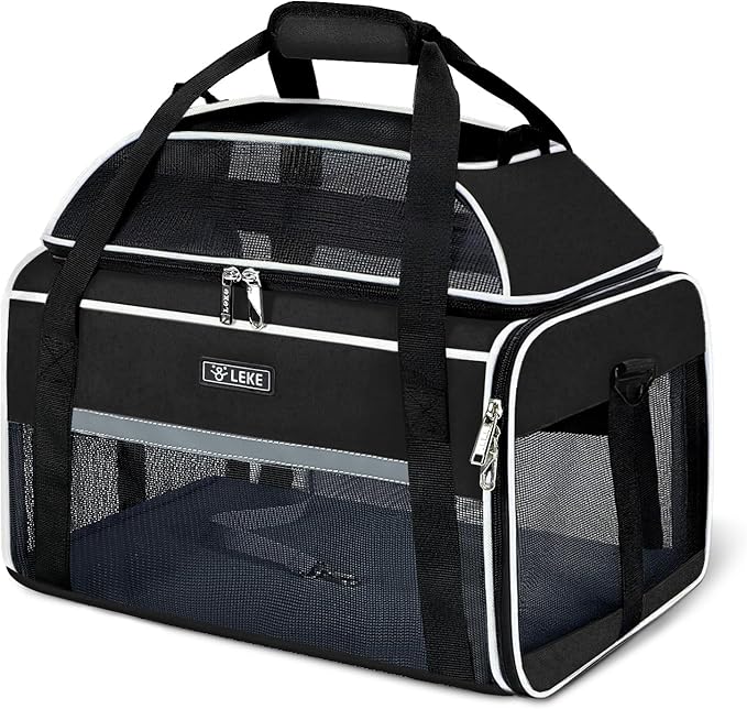 Lekereise Top-Expandable Pet Carrier 17x11x9.5 Inch Alaska Hawaiian Airline Approved Soft Sided Underseat to 12lbs Travel ...
