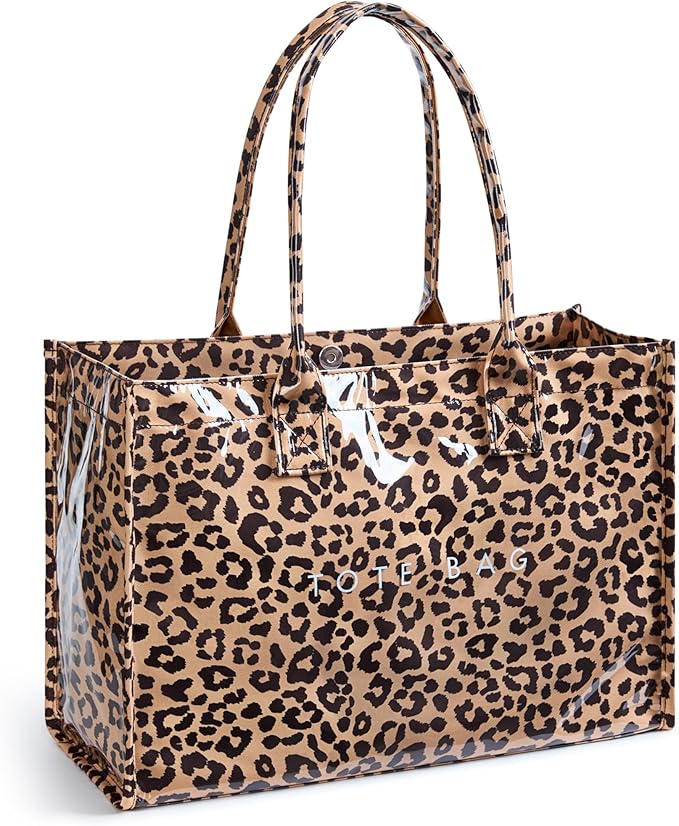 KALIDI PVC Tote Bag Women’s Kraft Paper Work Handbags Purses with Top Handle