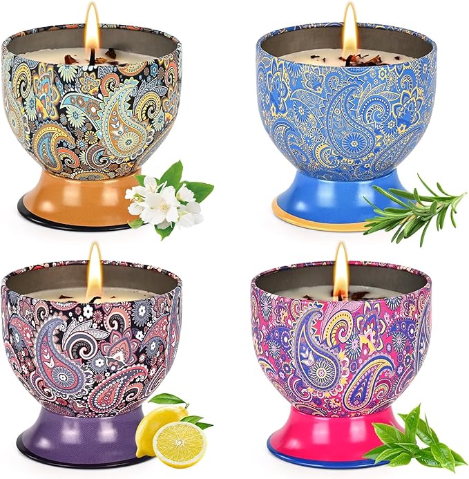 Scented Candles Gift Set of 4, Aromatherapy Candle,Natural Soy Wax Candles,Candle Gift for Women, Non-Toxic Candles for Me...