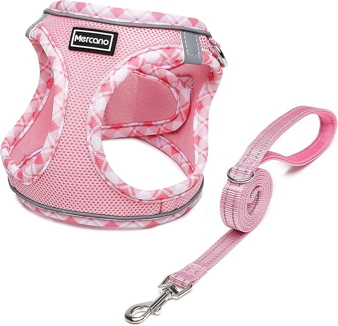 Mercano Soft Mesh Dog Harness and Leash Set, No-Chock Step-in Reflective Breathable Lightweight Easy Walk Vest Harnesses w...