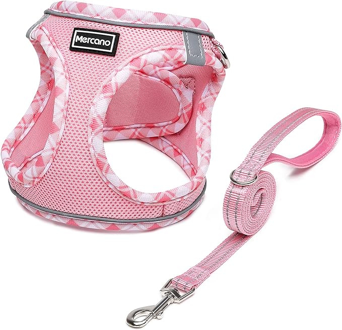 Mercano Soft Mesh Dog Harness and Leash Set, No-Chock Step-in Reflective Breathable Lightweight Easy Walk Vest Harnesses w...