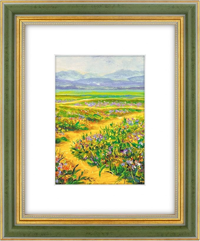 Golden State Art,8x10 Ornate Picture Frame for 5x7 Photo with Mat or 8 x 10 Prints Without Mat, Real Glass Wall & Tabletop...