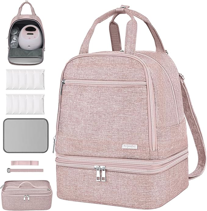 Derbiedersinn Breast Pump Bag, Compatible with Spectra Pumps, Insulated Carrying Case with Cooler for Milk Storage, Trave...