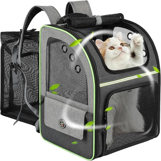 Cat Carrier Backpack, Large Cat Backpack Carrier Soft, Expandable Airline Approved Cat Carrier for Small Dogs Puppies Medi...