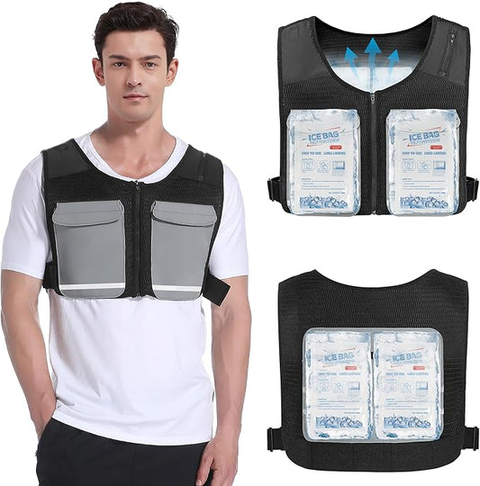 Foiueyga Cooling Vest for Men & Women - Ice Vest with 15pcs Ice Packs Short Cooling Jacket for Hot Weather Summer Work Spo...