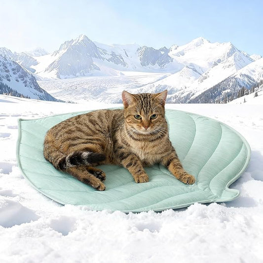 COZY KISS Dog Cooling Mat, Q-Max > 0.4 Leaf Shaped Pet Pad, Liquid Pee Proof Summer Mat for Cats, Washable Sleep Blanket f...