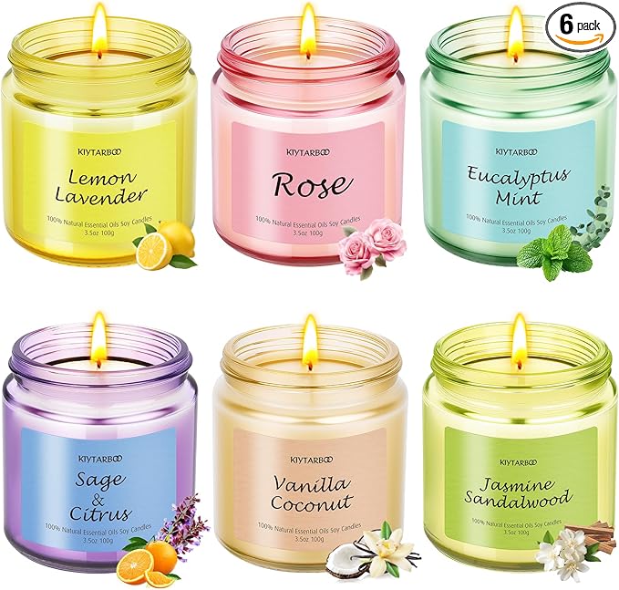 6 Pack Candle for Women | Scented Candles Set- Candles for Home Scented, Soy Wax Candles Bulk, Aromatherapy Candle Gifts S...