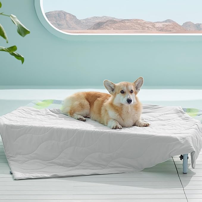 Bedsure Premium Cooling Blanket for Large Dog - Q-MAX>0.5, Breathable Summer Washable Cold Pet Mat, Soft Durable Self Cool...