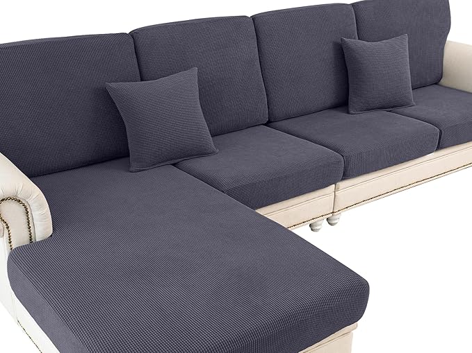 LA MEACK Couch Cushion Covers Seat Cushion Cover Stretch Couch Cover Separate Sectional Sofa Slipcovers Furniture Protecto...