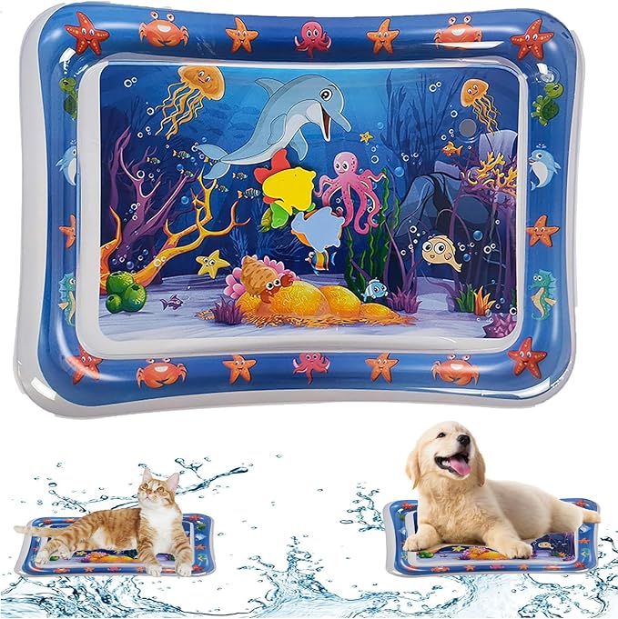 NLAIKE 2 Pieces Upgraded Thickened Cat Water Mat,Interactive Cat Toy for Indoor Cats to Exercise, Hunting,Swatting, Anti-S...
