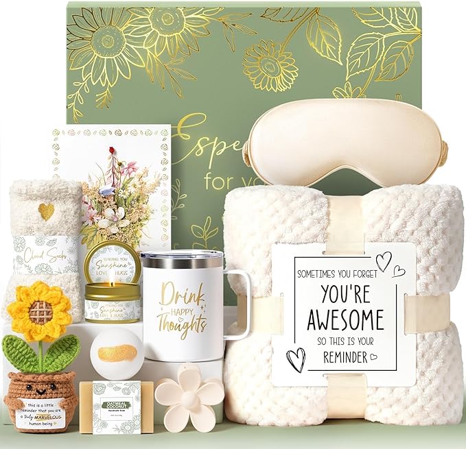 Birthday Gifts for Women Self Care Get Well Soon Gift Baskets, Spa Care Package Thinking of You Gift Set, Sympathy Inspira...