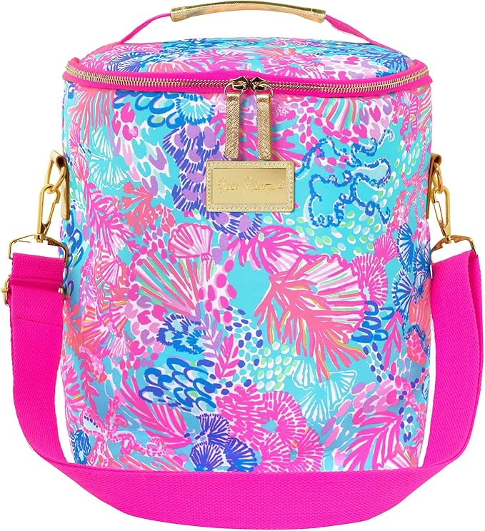Lilly Pulitzer Insulated Soft Beach Cooler with Adjustable/Removable Strap and Double Zipper Close