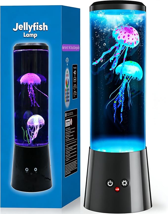 Bodami Jellyfish Lamp, 16 Color LED Fantasy Jellyfish Tank Table Light with Remote, Dual Power Supply, Eye-Friendly Ambien...