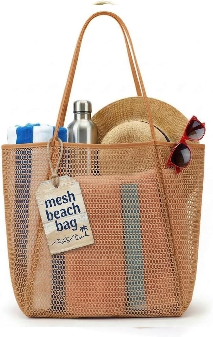 Rave Envy Beach Tote Bag for Women – Waterproof Mesh Tote Bag, Large Capacity Sandproof Beach Bags for Travel