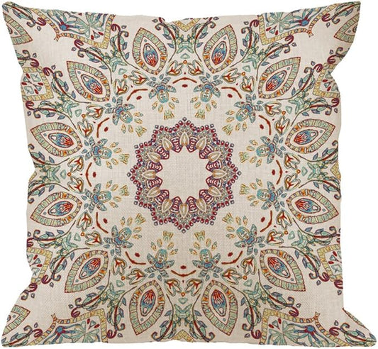 HGOD DESIGNS Bohemian Pillow Covers,Decorative Throw Pillow Bohemians with Melting Watercolor Colorful Symmetrical Pillow ...