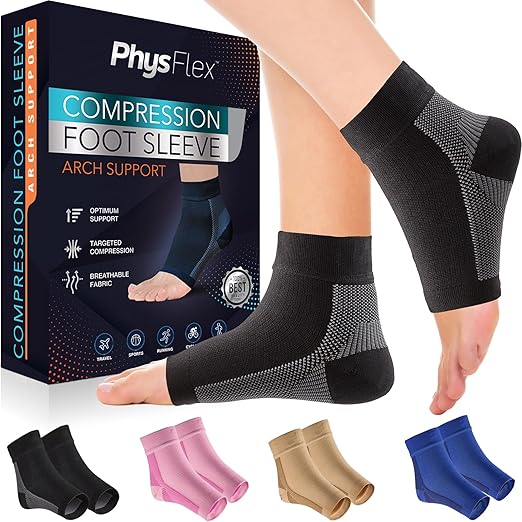Compression Socks 20-30mmHg for Plantar Fasciitis Relief, Achilles Tendonitis Relief (1 Pair) - Ankle Brace Compression Sl...
