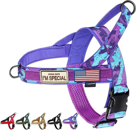 Annchwool No Pull Dog Harness with Soft Padded Handle,Escape Proof and Quick Fit to Adjust Dog Harness,Easy for Training W...