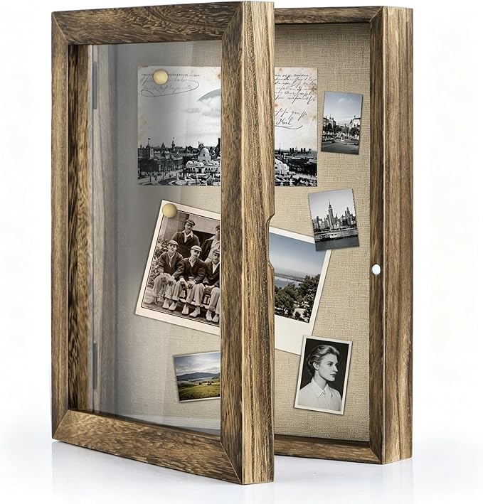 Love-KANKEI Shadow Box Frame 8x10 Shadow Box Display Case with Linen Back Memorabilia Awards Medals Photos Memory Box Gift...