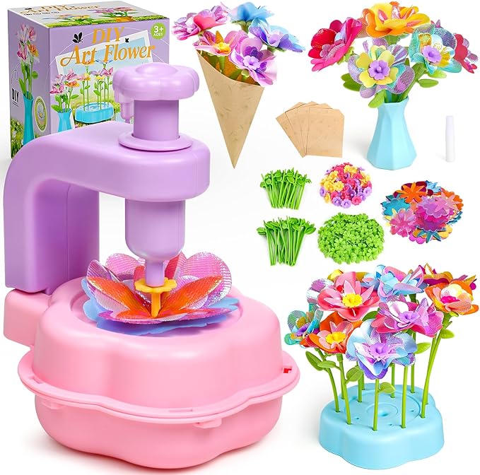 Scvcid Fabric Bouquet Toys Include Extra Accessories Set, Arts and Crafts for Kids Ages 3-12, DIY Flower Craft Kits for To...