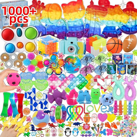 BILLFULL 1000 Pcs Party Favors for Kids, Fidget Toys Bulk, Birthday Gift Toys, Fidgets Stocking Stuffers, Treasure Box Par...