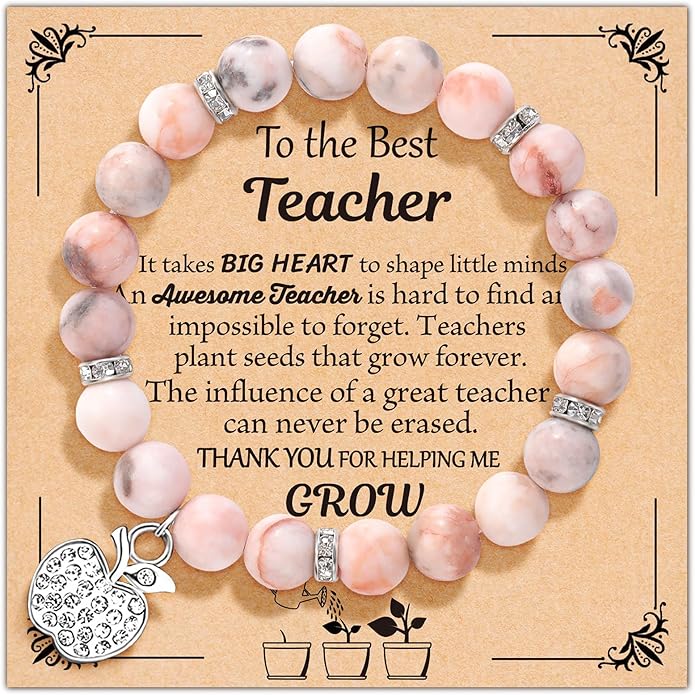 U-Zomir Teacher Appreciation Gifts for Women, Teacher Gifts Natural Stone Bracelet with Message Card for Appreciation Week...
