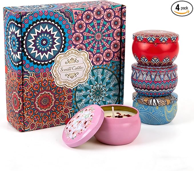 Scented Candles Gift Set for Women – 4 Pack Soy Wax Aromatherapy Candles with Essential Oils, Natural Long Lasting Candles...