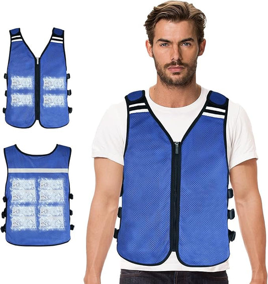 Cooling Vest for Men&Women, Reflective Ice Vest with 32 PCS Ice Packs, Cool Jacket for Hot Weather Summer Workout