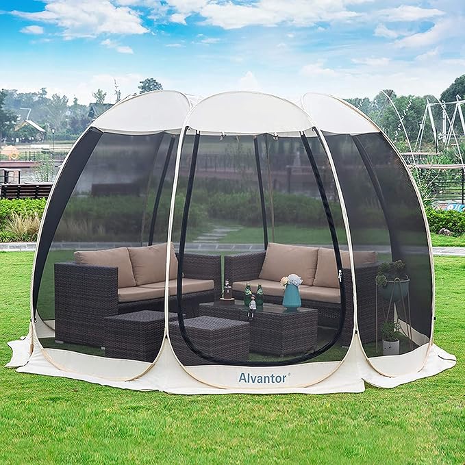 Alvantor Pop Up Screen House Gazebo with Mosquito Netting, Instant UV Resistant Sun Shelter for Patio & Backyard, Portable...