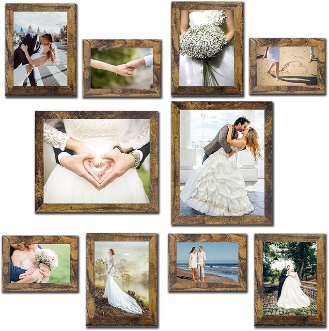 Picture Frame Set 10 pack, Farmhouse Photo Frames, Gallery Wall Frame Collage, with Two 8x10, Four 5x7, Four 4x6 Photo Fra...