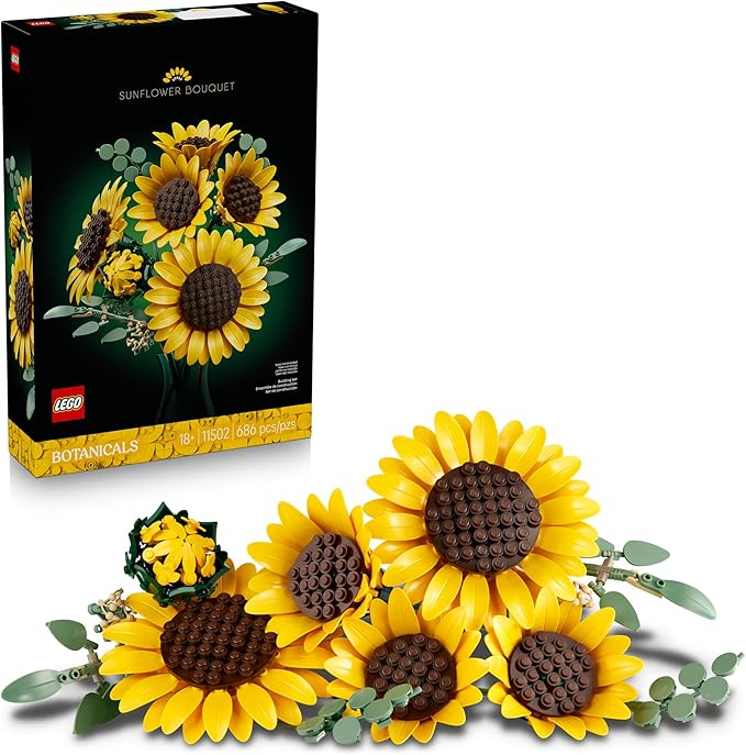 LEGO Botanicals Sunflower Bouquet Building Set for Adults, Ages 18+ - Gifts for Mothers Day - Artificial Flowers for Home ...