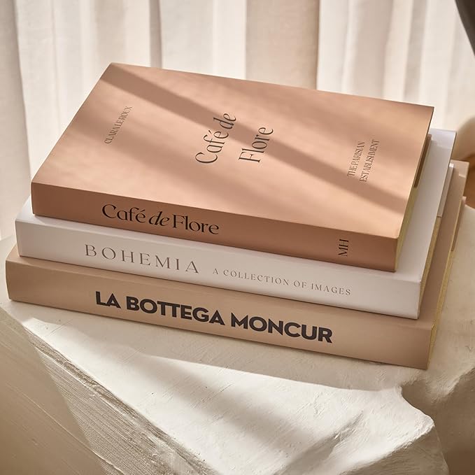 Moncur Home Faux Books for Decoration Coffee Table Books set of 3 Decorative Books Neutral Room Decor Aesthetic Shelf Deco...