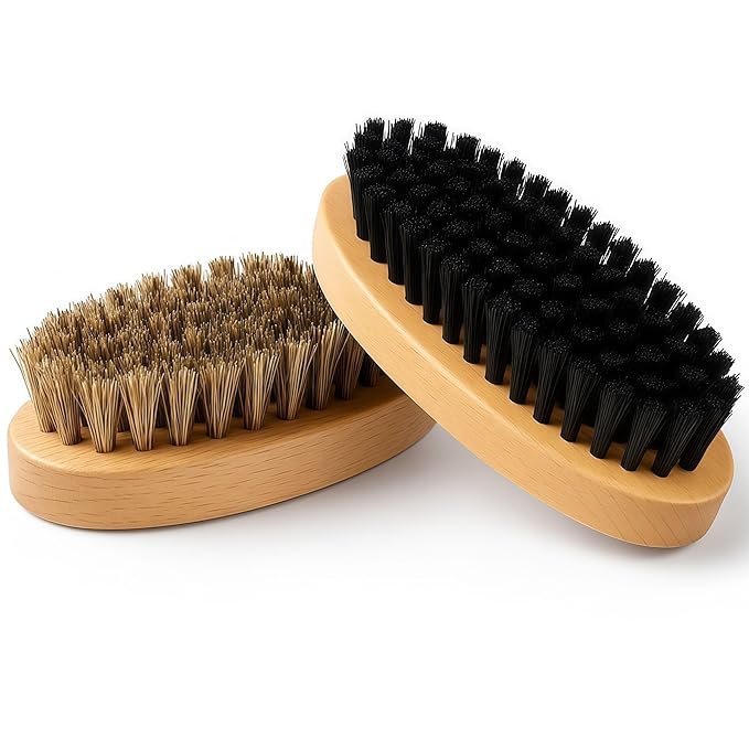 Goat Brushes for Grooming 2 Pack, Wooden Livestock Brush Set for Goats, Sheep, Calves, Horses, Dogs and Pigs, Soft Boar Br...