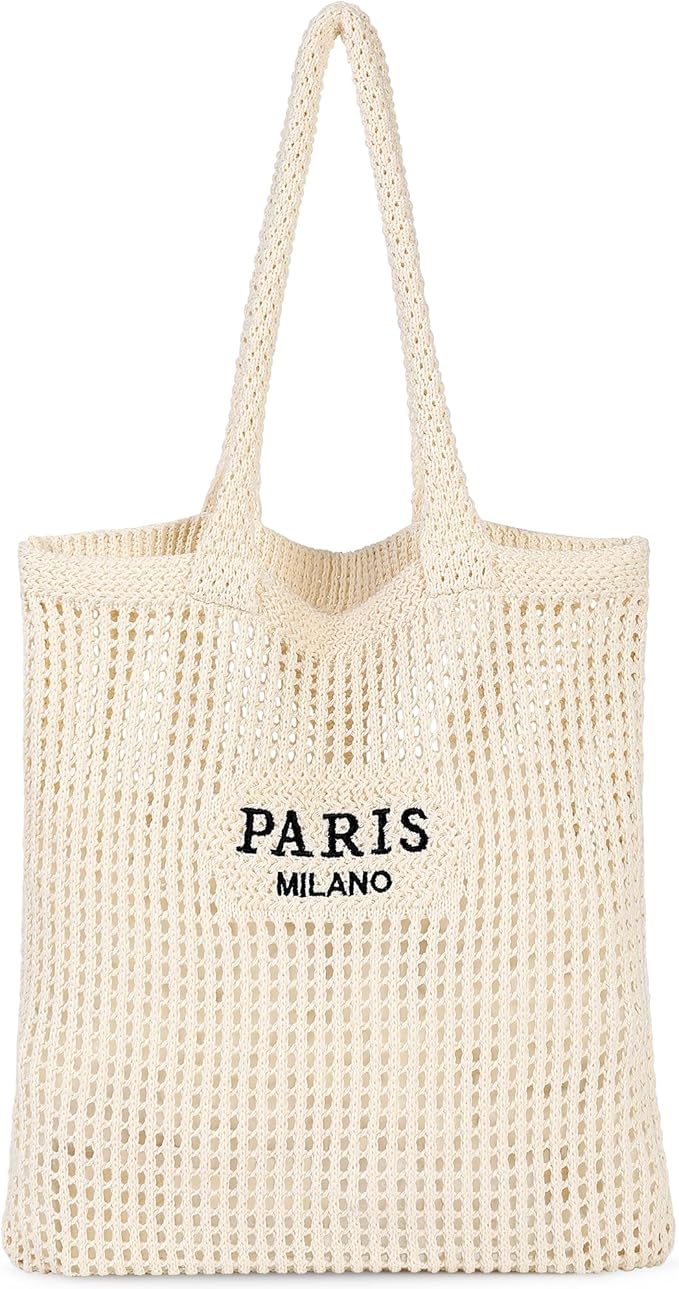 Loiyadn Beach Bags for Women - Straw Bag with Zipper, Soft Woven beach bag, Casual Straw Shoulder Bag for Daily Use