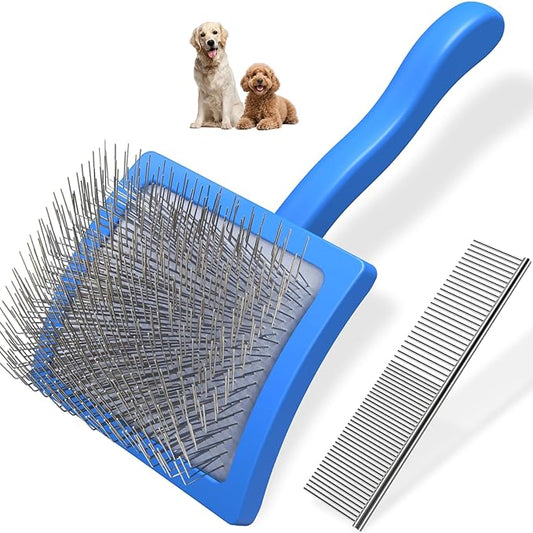 2PCS Slicker Brush for Dogs & Pet Comb,Professional Dog Grooming Brush (Goldendoodles,Poodles,Labradoodles) with Extra Lon...