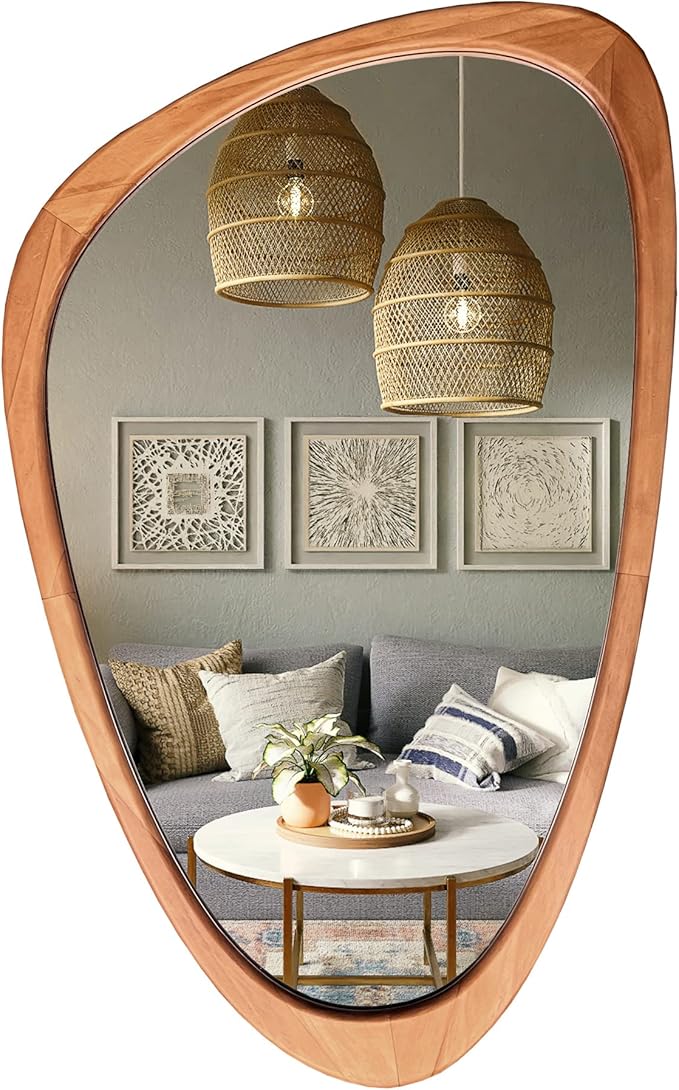 WallBeyond Asymmetrical Mirror, Irregular Wall Mirror, Wall Mirrors Decorative for Bedroom Living Room Entryway Hall, Wood...