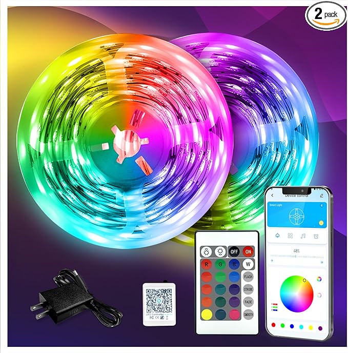DAYBETTER LED Strip Lights 130ft Lights Strip for Bedroom, Desk, Indoor Room Bedroom Brithday Gifts RGB Decor with Remote ...