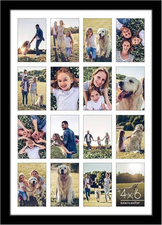 Americanflat 4x6 Collage Picture Frame with Polished Plexiglass - Multi Picture Frames Fit Sixteen 4x6 Photos or Use as On...