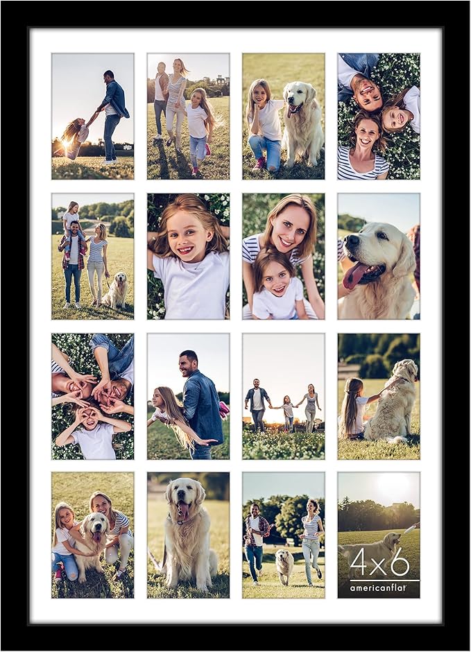 Americanflat 4x6 Collage Picture Frame with Polished Plexiglass - Multi Picture Frames Fit Sixteen 4x6 Photos or Use as On...