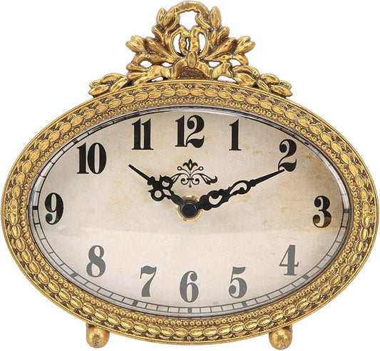NIKKY HOME Vintage Table Top Clock, Silent Small Shelf Desk Clock Battery Operated Rustic Design, Home Decor for Living Ro...