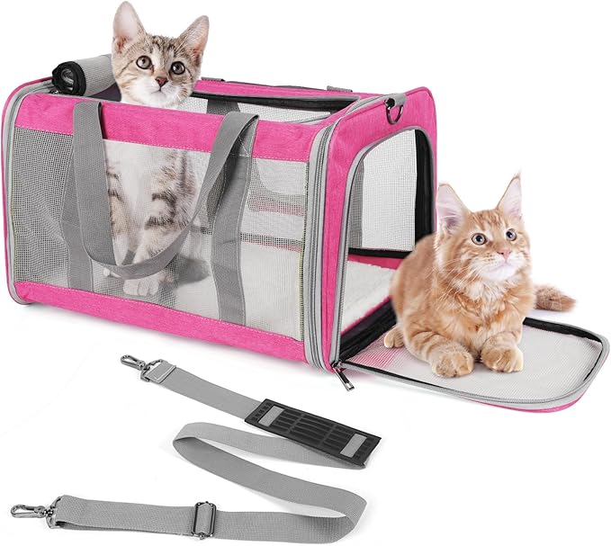 TIYOLAT Pet Carrier for Large Cats of 20 Lbs, Collapsible Carrier Bag for Big Cat or 2 Kittens,Soft Sided Puppy Carrier wi...