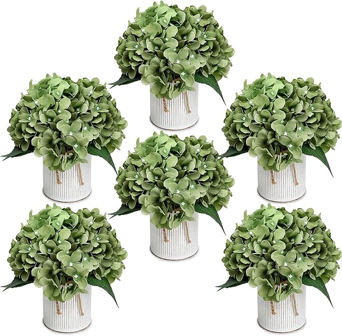 DIYDOFUN Flower Table Centerpieces - Set of 6 Floral Arrangement Artificial Wedding Hydrangeas Floral Arrangement with Rus...