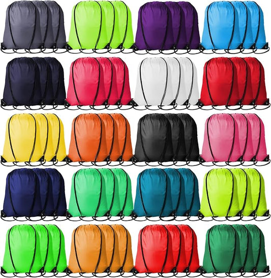 Kuhome 60Pcs Drawstring Backpacks Bulk String Bag Cinch Sack Pack Storage Knapsack Polyester Gift Bags Sports Drawstring B...