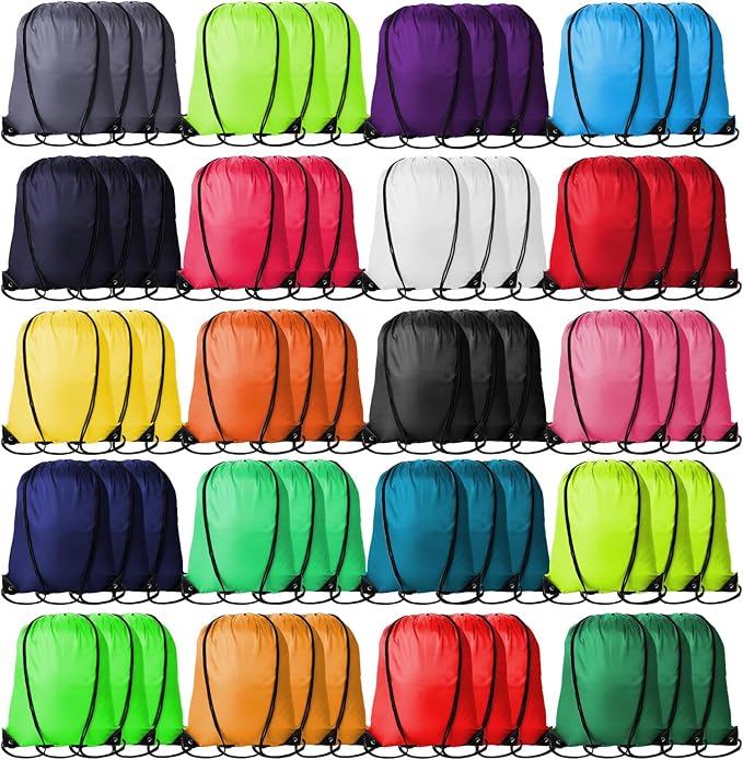Kuhome 60Pcs Drawstring Backpacks Bulk String Bag Cinch Sack Pack Storage Knapsack Polyester Gift Bags Sports Drawstring B...