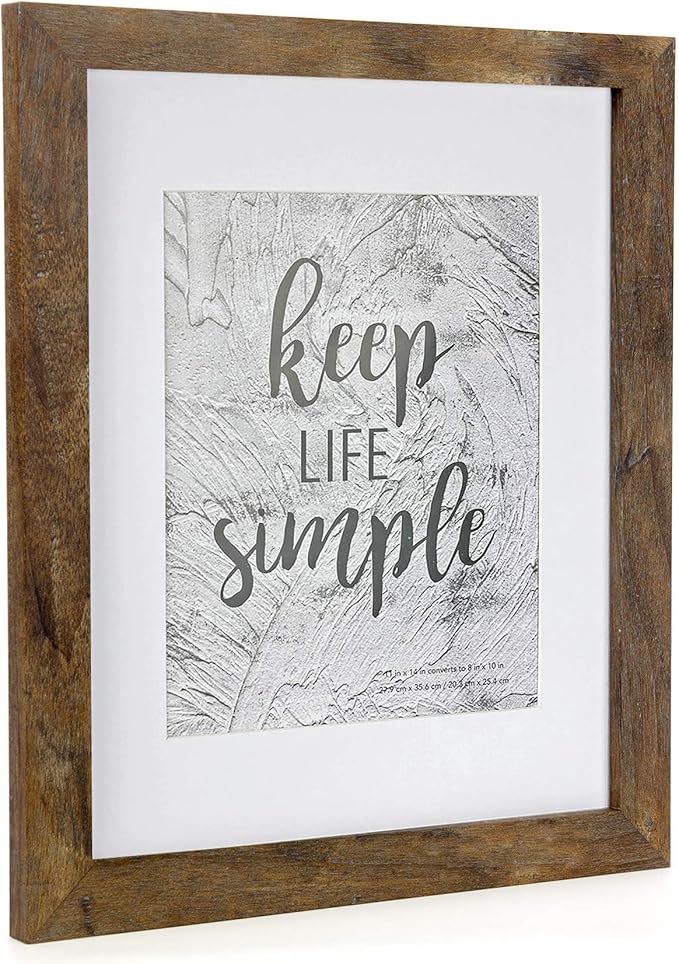 kennethan 11x14 Picture Frame Rotten Brown 2 Pcs Wooden Frame can Display 8x10 Picture with Mat or 11x14 Without Mat on th...