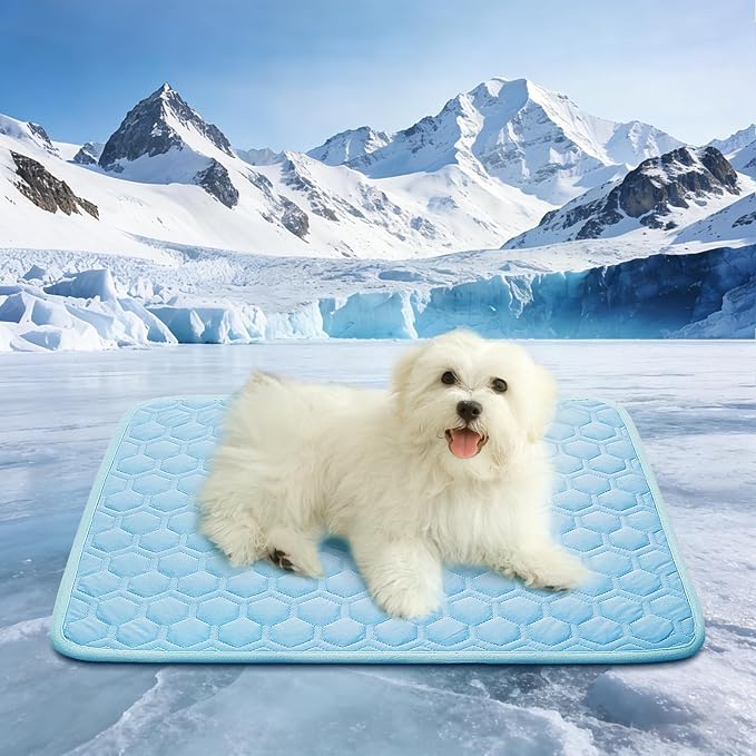 Cooling Mat for Small Dogs, Thick Breathable Dog Cooling Mat Q-MAX>0.45, Cooling Bed Chill Cool Fiber & Non-Slip Bottom Co...