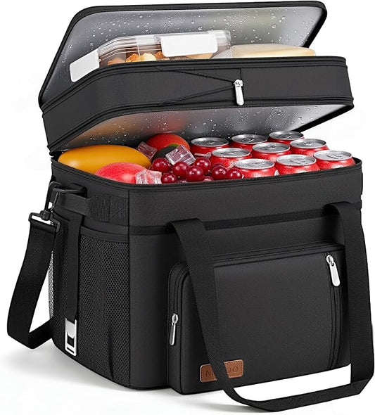 MIYCOO Cooler Bag Double Deck - 60 Can Leakproof Insulated Portable Soft Lunch Cooler, Extra Large Expandable Ice Chest Co...