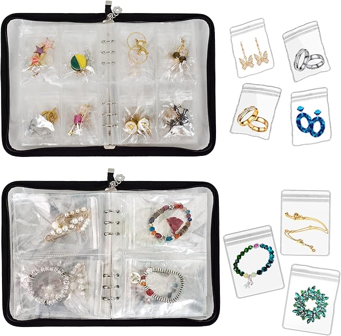 LingLingo Transparent Jewelry Storage Book Travel Jewelry Organizer Earring Organizer Case Bracelet Holder for Necklace Ri...